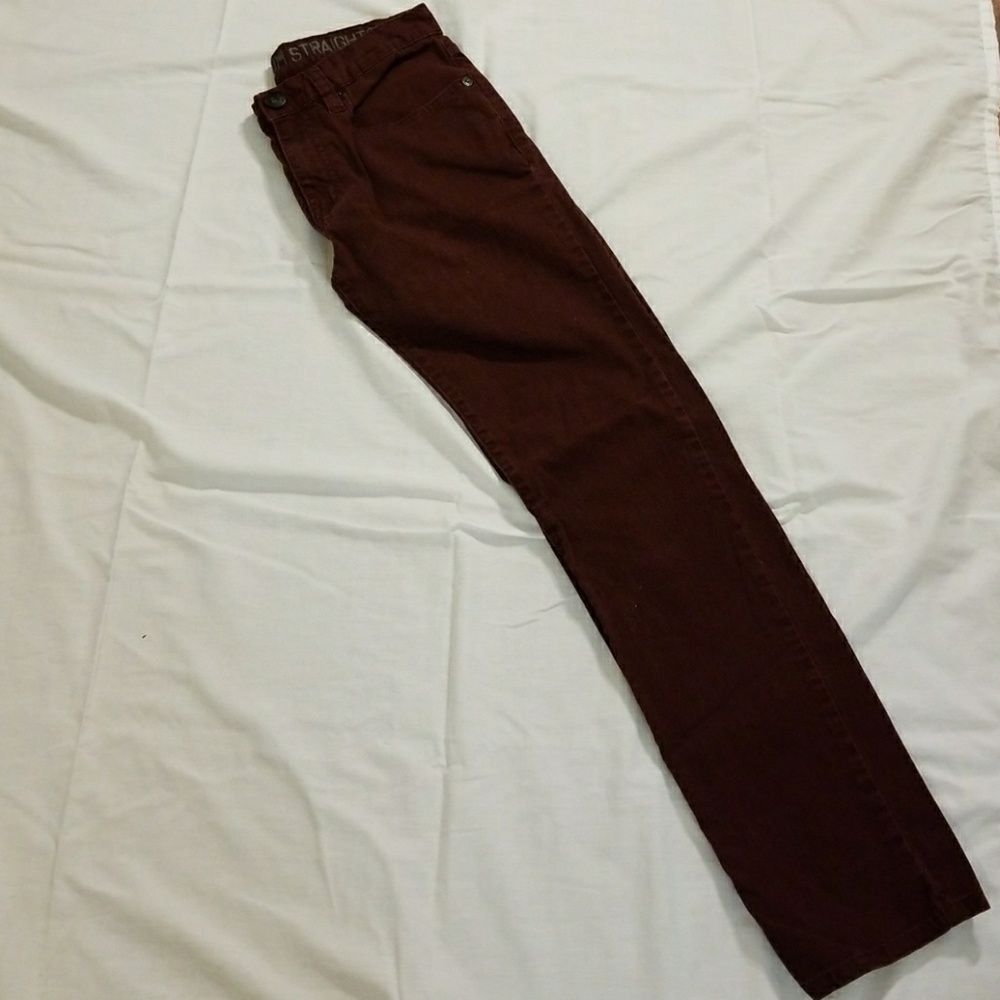 Mens burgundy slim straight pants, 29x32